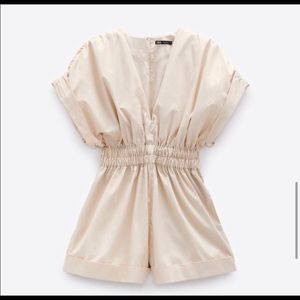 ZARA Short Pleated Jumpsuit Romper- NEW